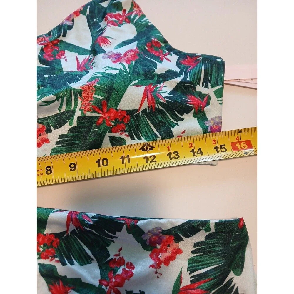 NWT XL Victoria's Secret Cut-out One-Piece Swimsuit Green Red Palm Tropical